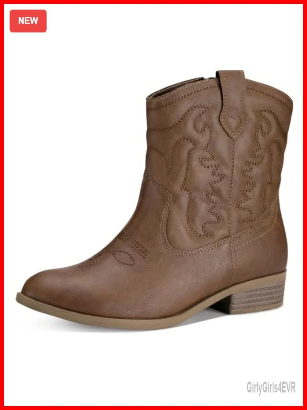 Girls Western Embroidered Cowgirl Boots Toddler Kids Side Zipper Durable TPR